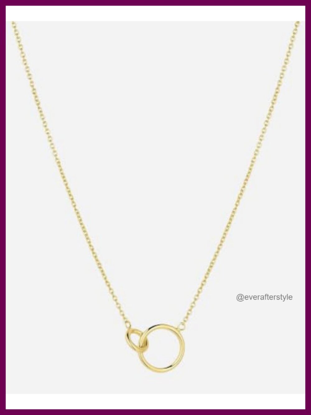 18k Gold Plated Adjustable Pendant Necklace Interlocking Charm 18"